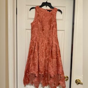 White House Black Market Coral Floral Lace Dress